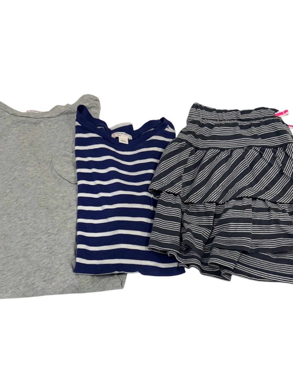 Crewcuts girls Navy & Gray Striped Tops, striped skort bundle of 3 size 10-11
